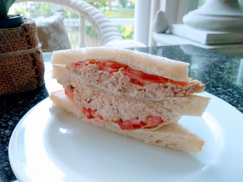Free Image of Tuna sandwich in a cafe  