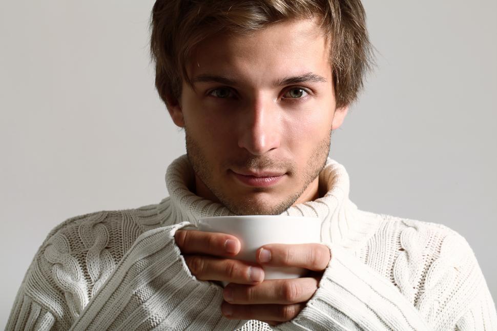 Free Image of Hot guy with hot beverage 