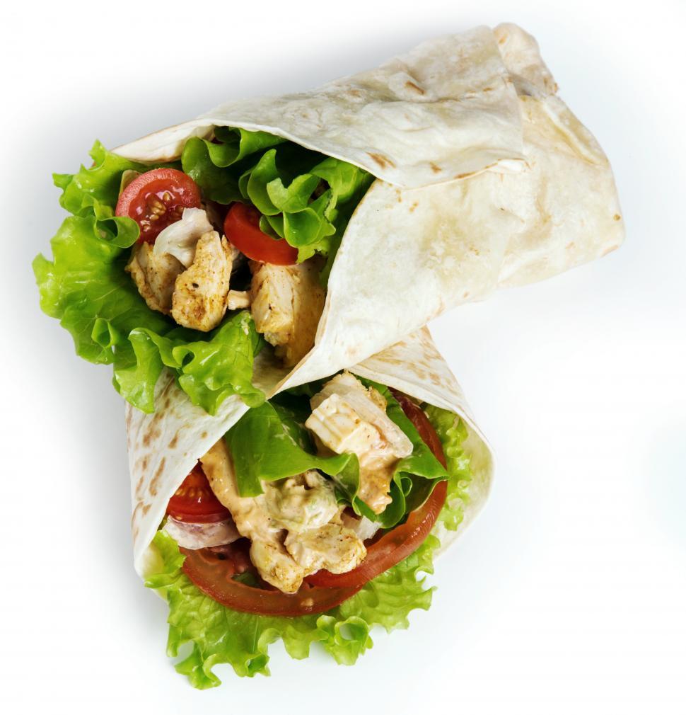Free Image of Delicious chicken wrap 