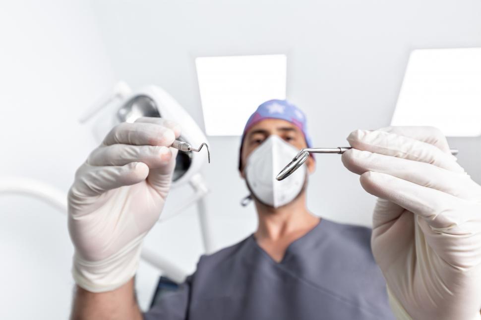 Download Free Stock Photo of Patient POV of dental exam 