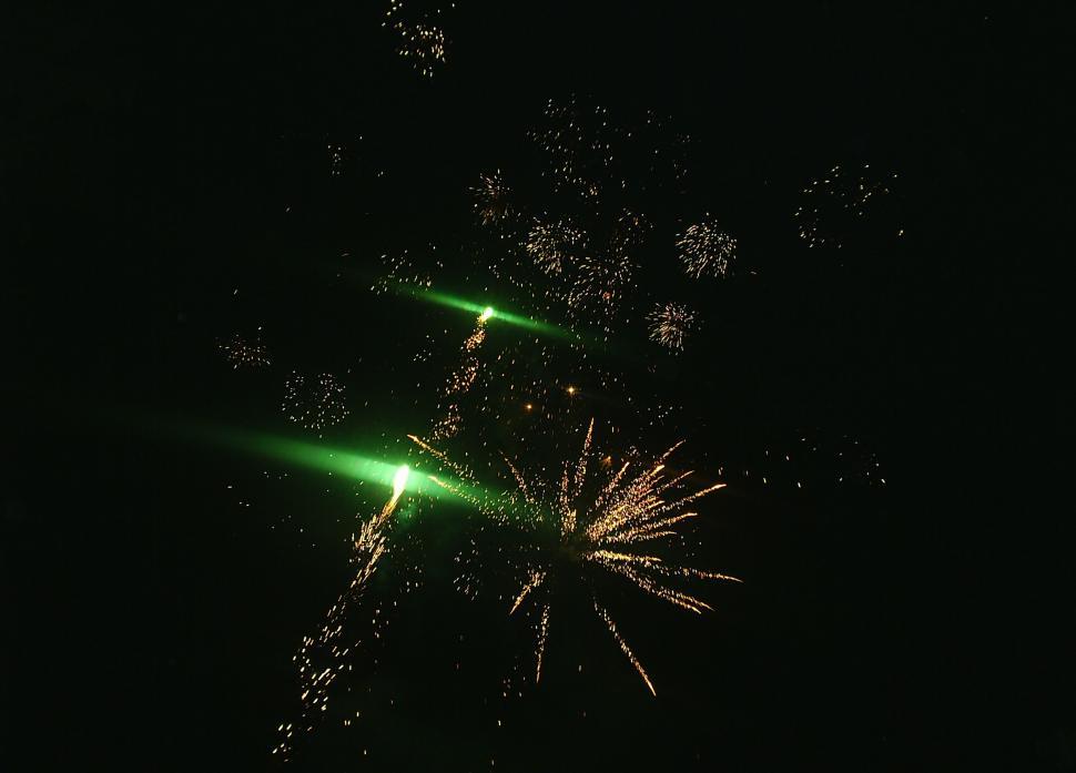 Free Image of Green Fireworks over the night sky 