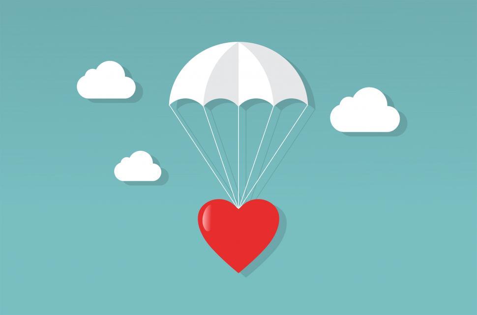 Free Image of Heart Parachuting Down From the Sky - Love Concept 