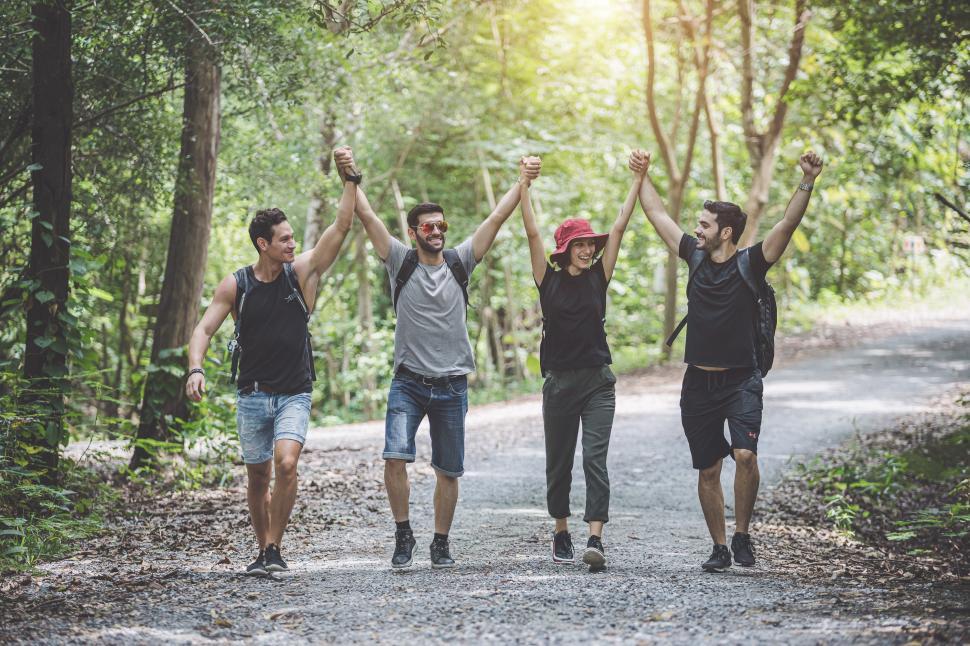Download Free Stock Photo of Group of friends out for a hike 