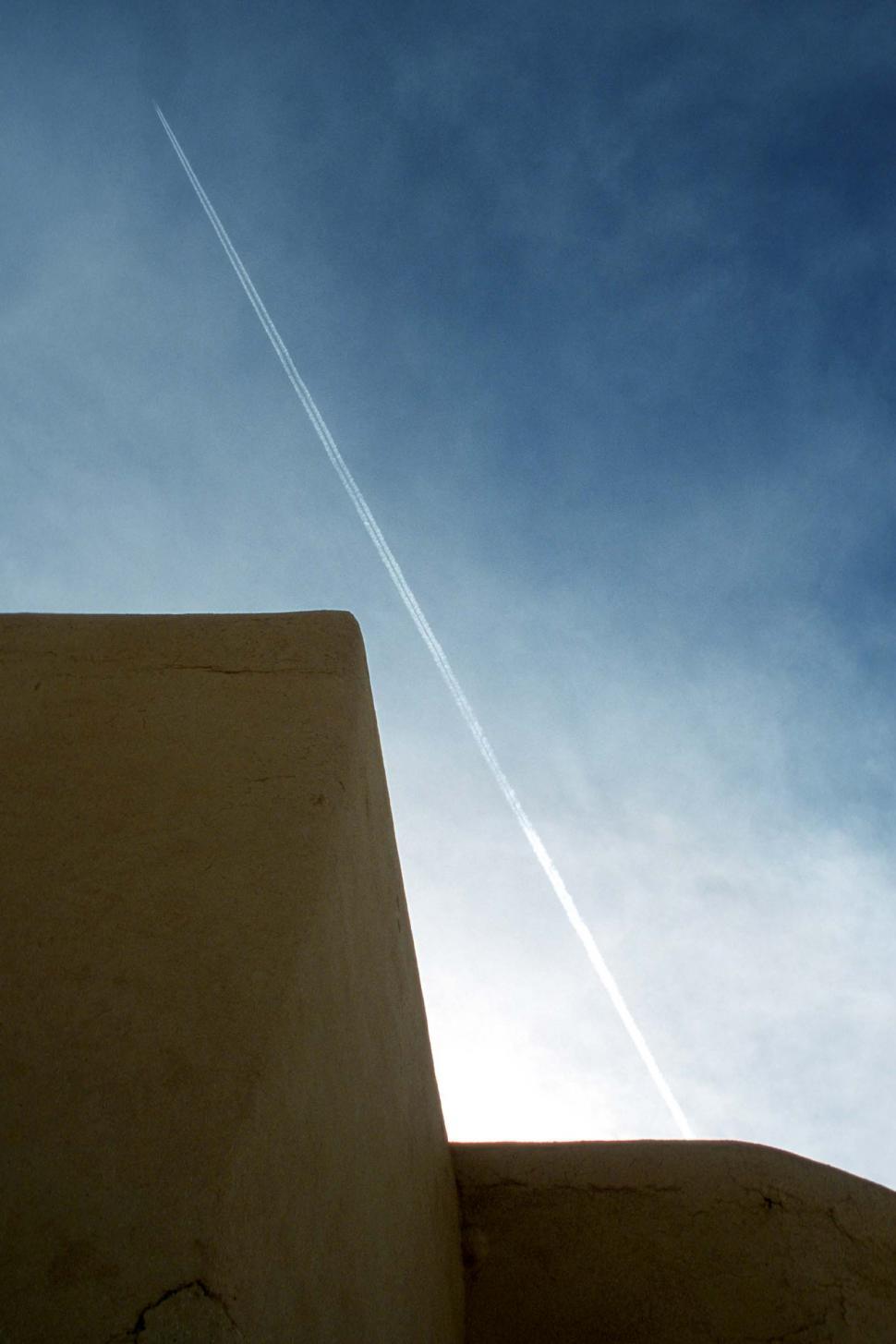 Free Image of Aircraft Contrails and Church 