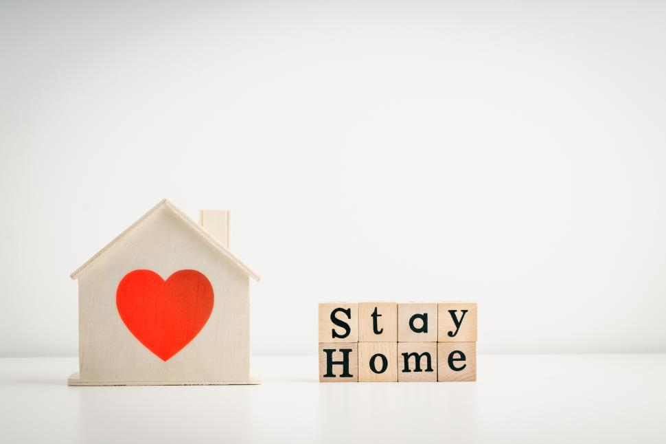 Download Free Stock Photo of Stay home message on wooden blocks 