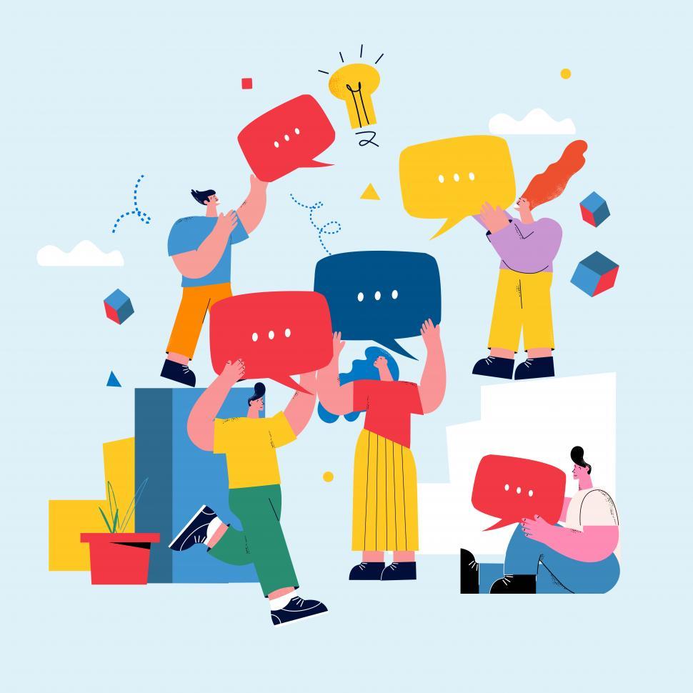 Free Image of People with speech bubbles flat vector illustration  