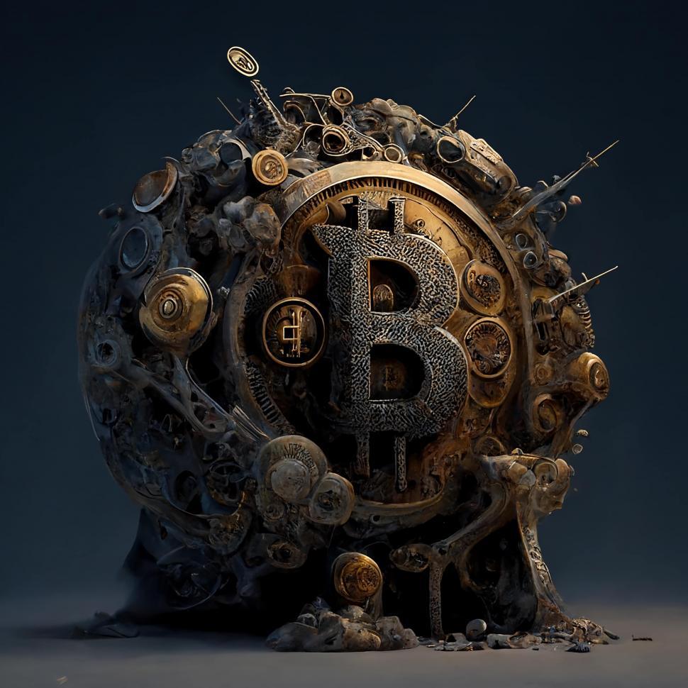 Free Image of Clock Made of Gears and Bitcoin 