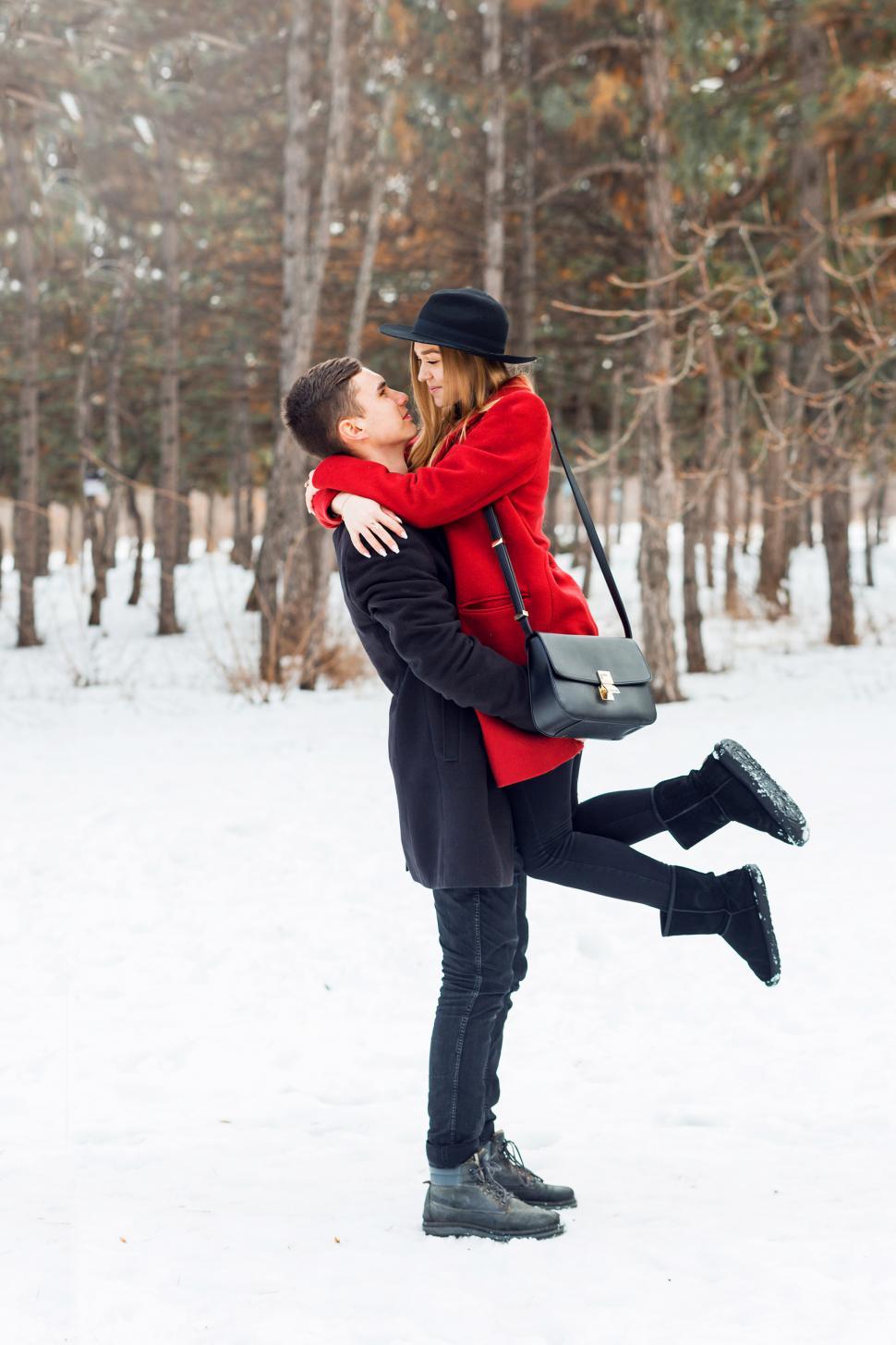 Free Image of Happy young couple in love, in Winter 