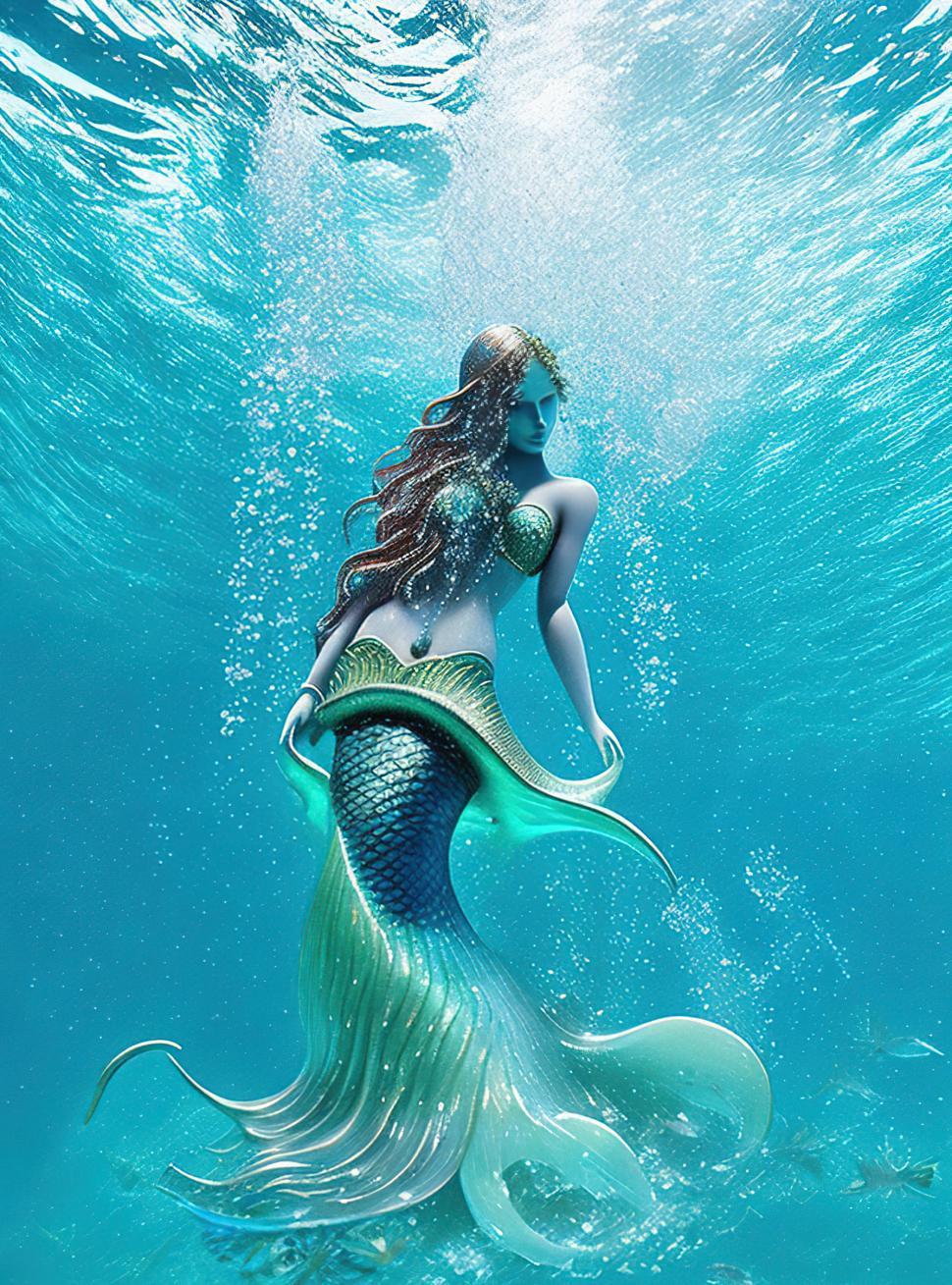 Download Free Stock Photo of Mermaid under the sea  