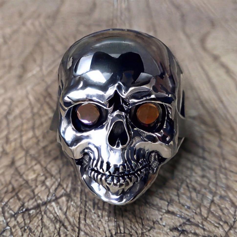 Free Image of Silver metal ring human skull head 