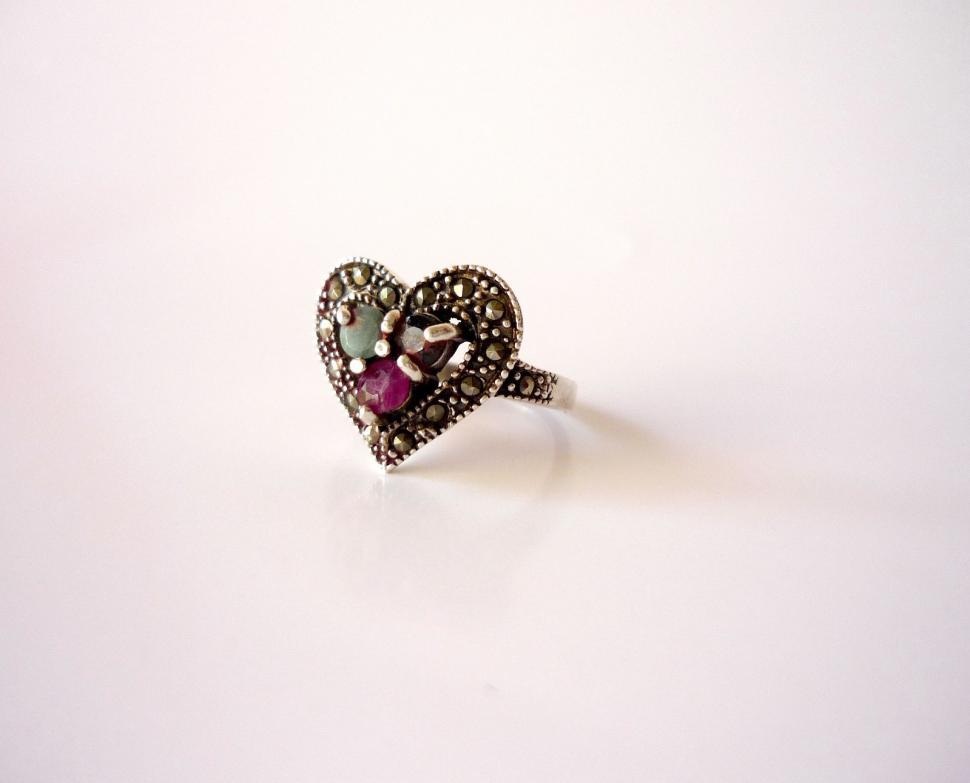 Free Image of Silver Ring With Heart Design 