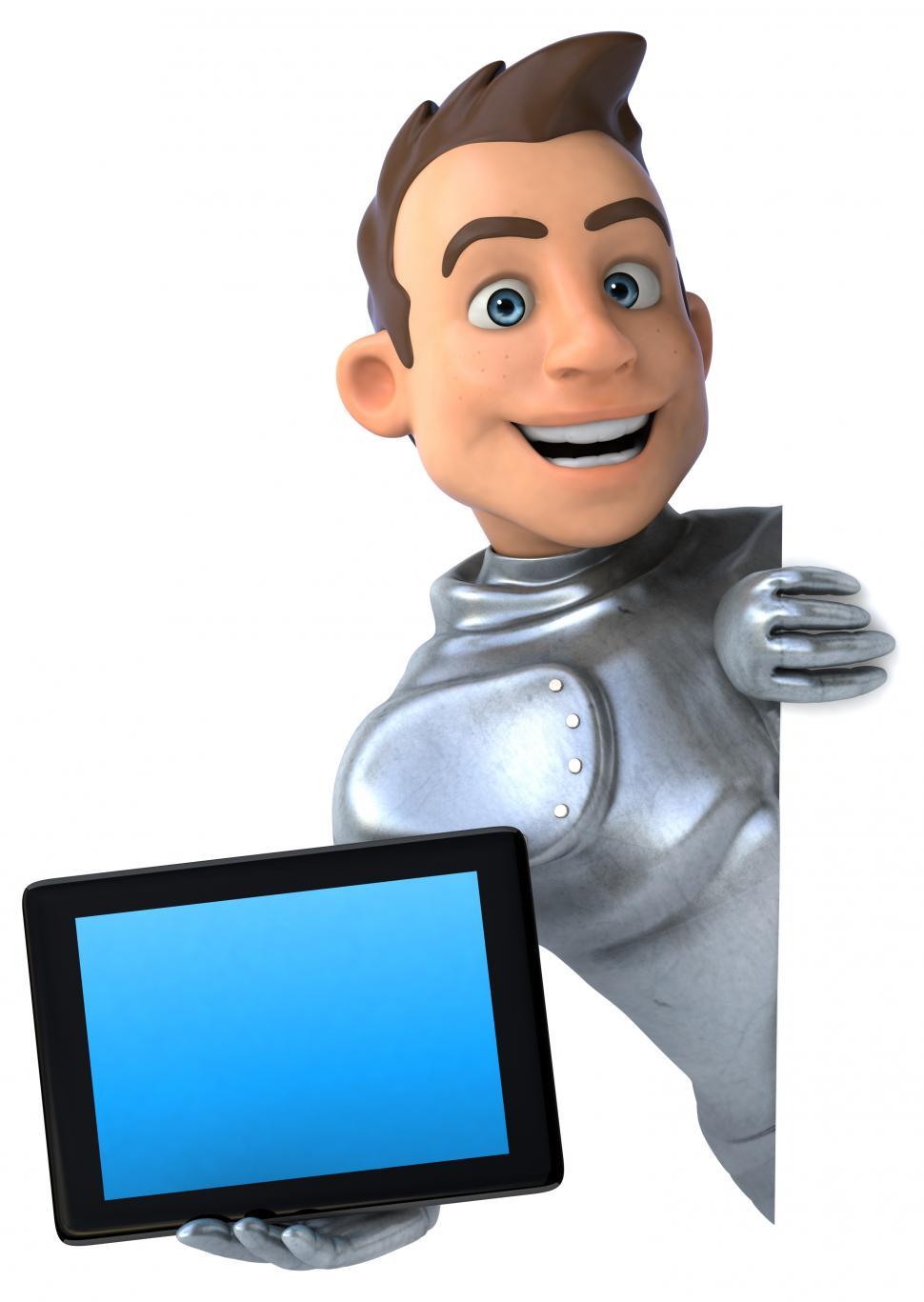 Free Image of Fun knight with tablet device 