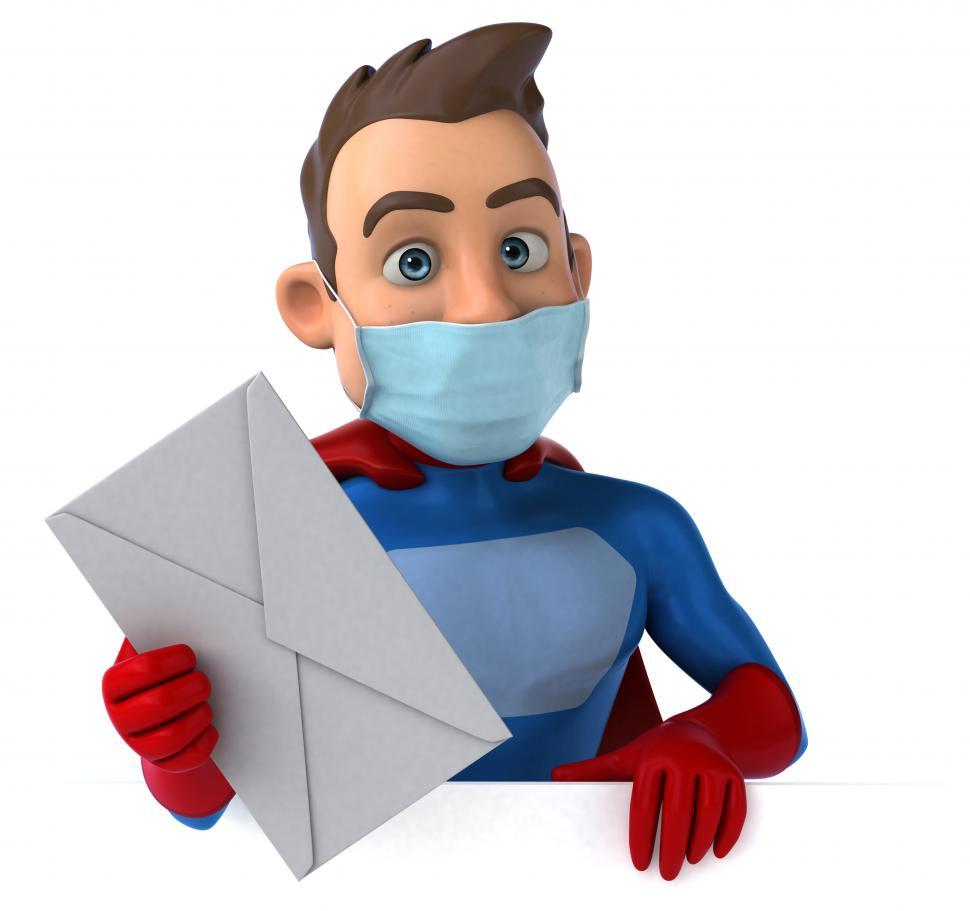 Free Image of Superhero with a mask and letter 