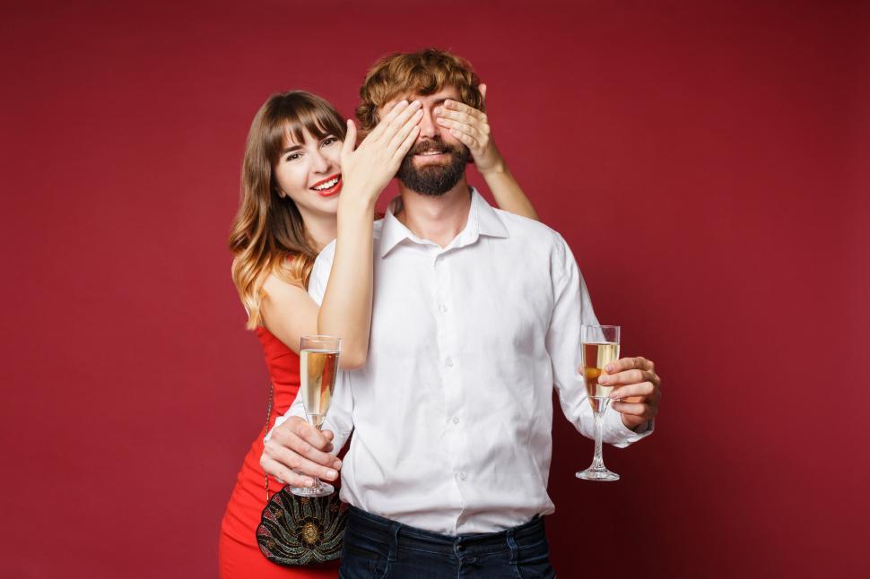 Free Image of Woman covering mans eyes 