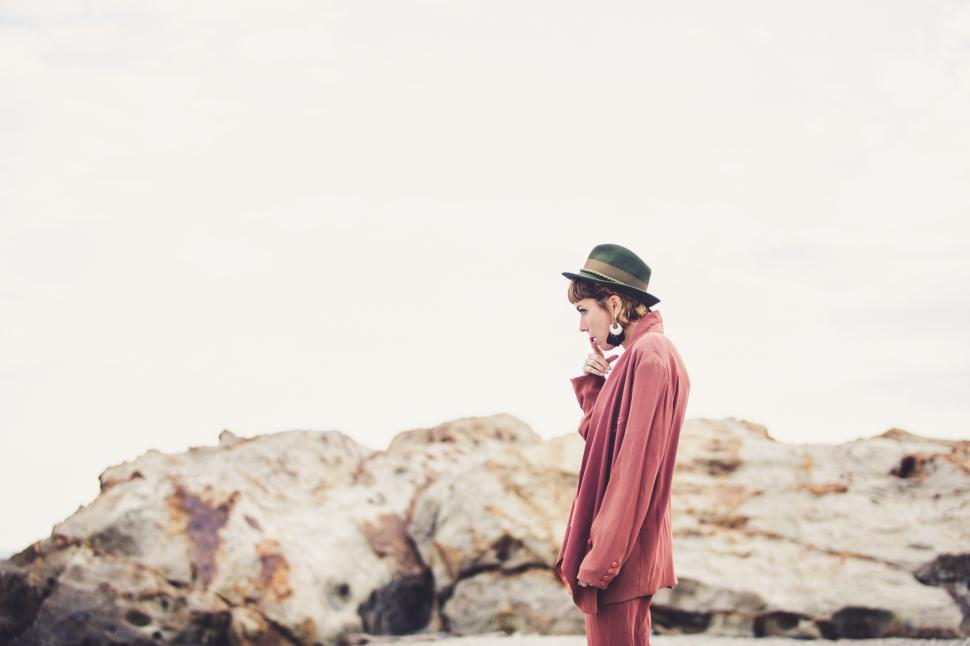 Free Image of hipster woman on the shore 