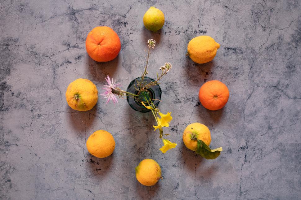 Free Image of citrus still life 