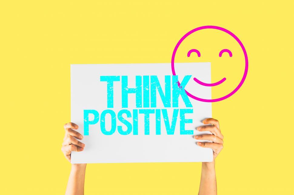 Free Image of think positive sign held by hands 