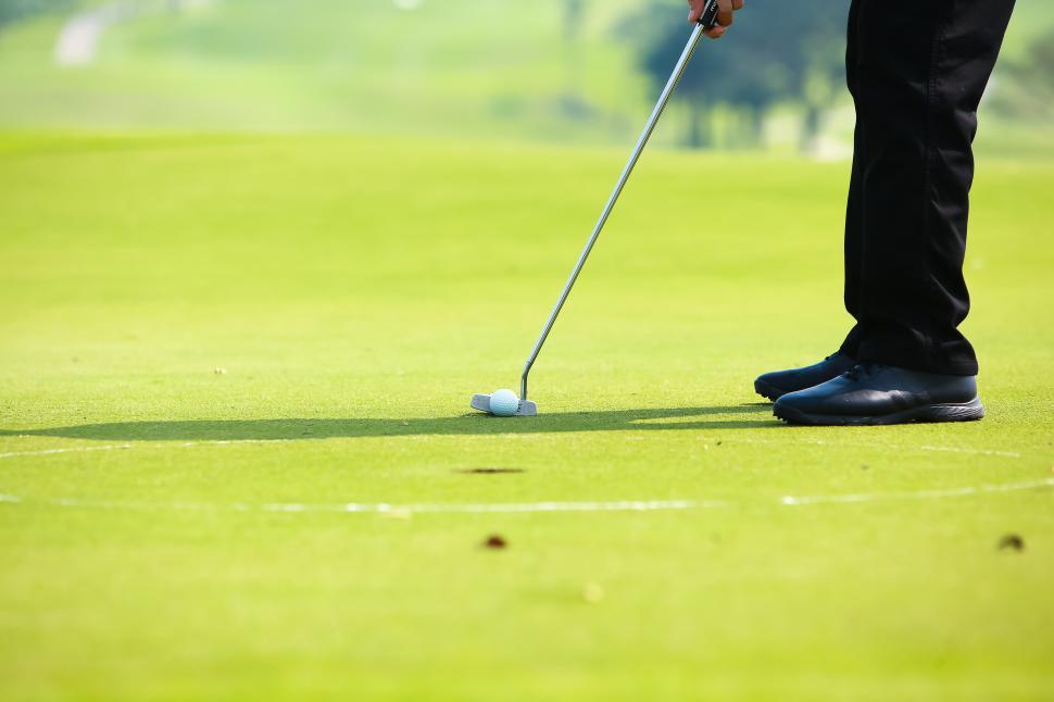 Free Image of Golfer putting golf ball on the green golf 