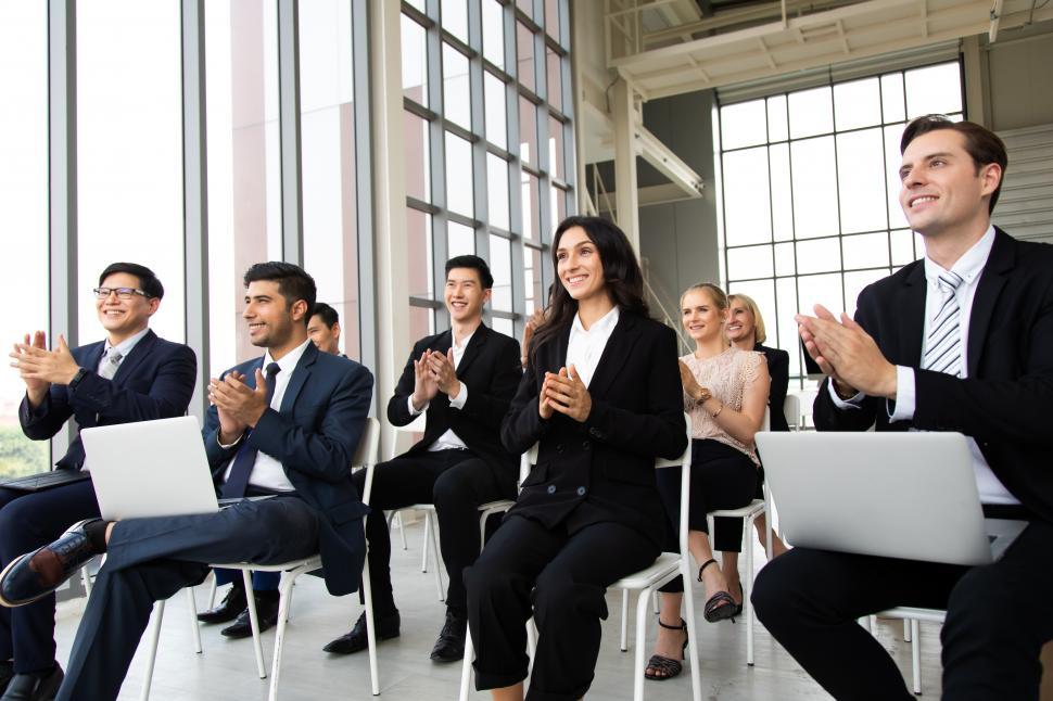 Free Image of Applauding audience at a business seminar 