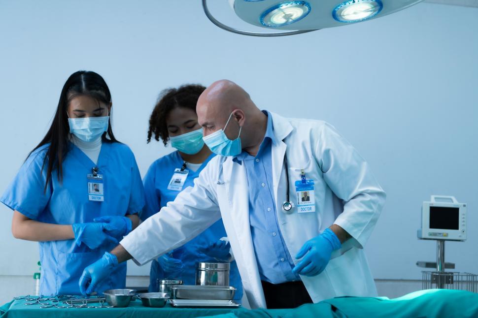 Free Image of Professor teaching surgery to medical students 
