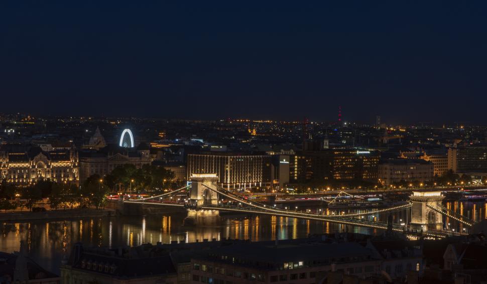 Free Image of Night View of City With Bridge 