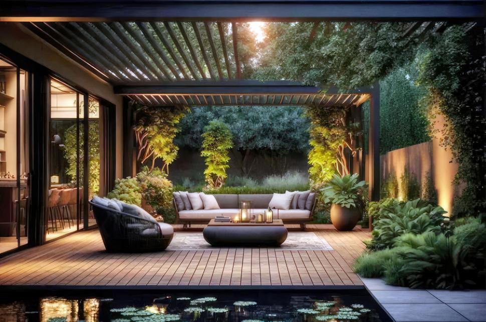 Free Image of Stylish modern patio room with plants  