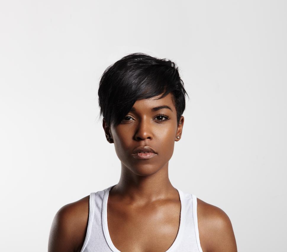 Free Image of serious woman with short hair looking at camera 