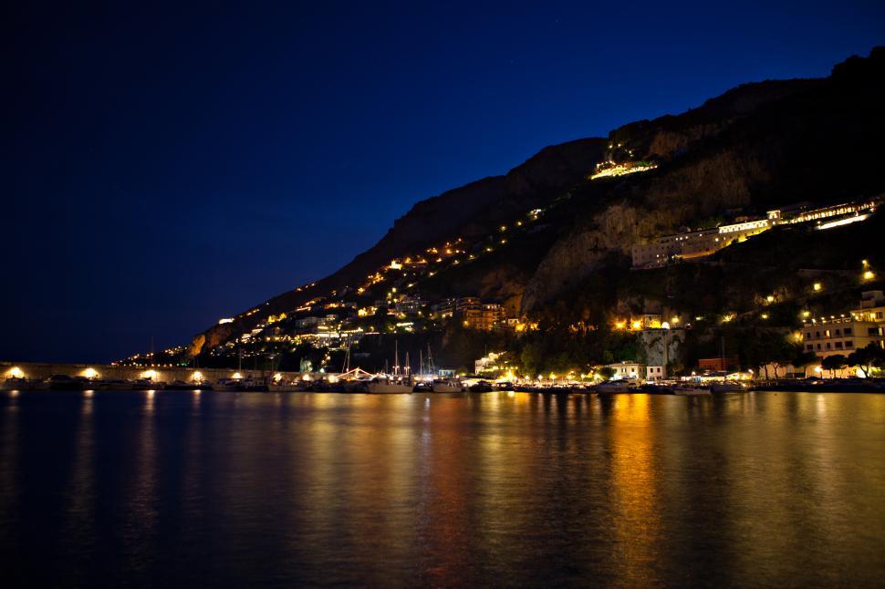Free Image of Amalfi Coast By Night Free Stock Photo 