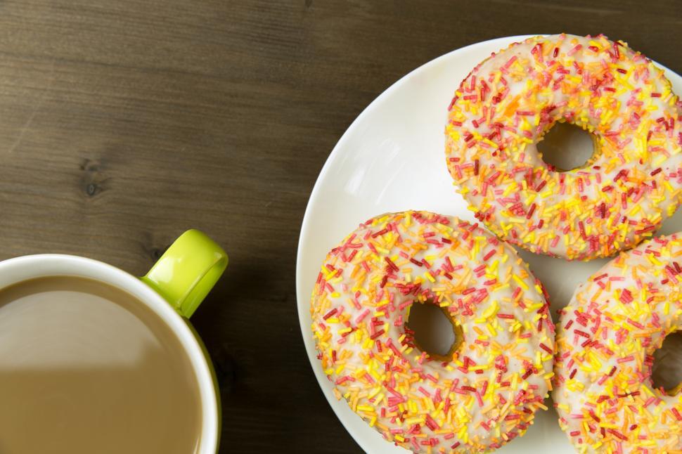 Free Image of Coffee & Donuts Free Stock Photo 