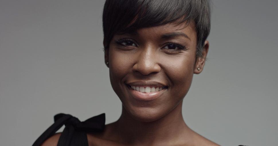 Free Image of attractive smiling black woman portrait closeup 