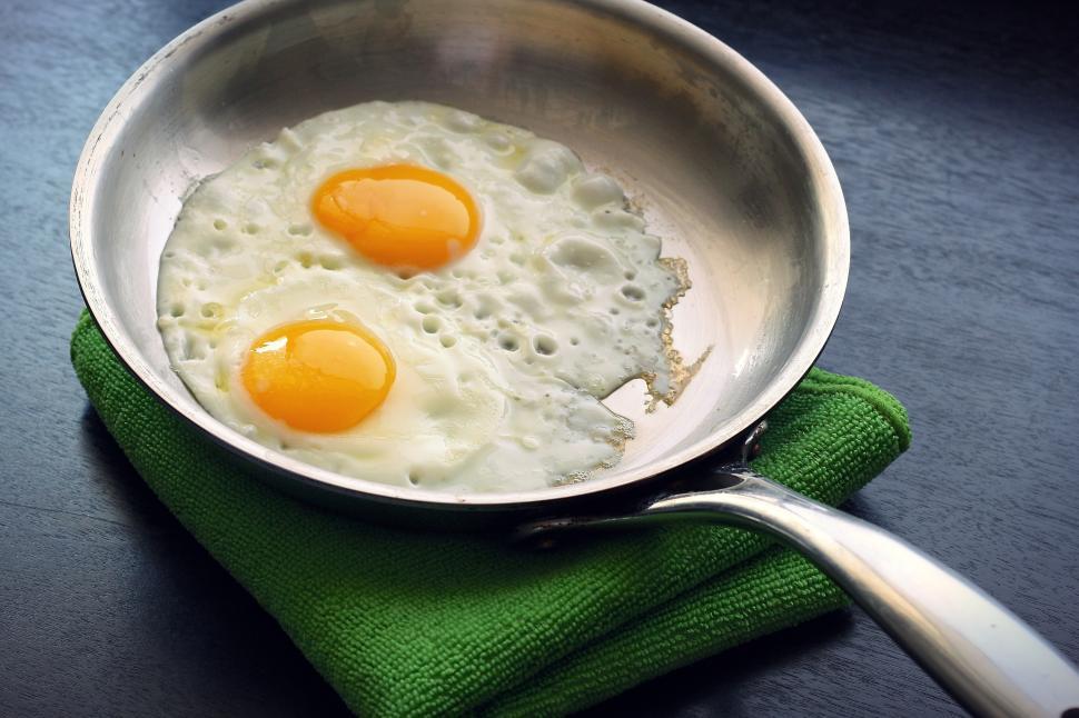 Free Image of A pan with eggs on it 