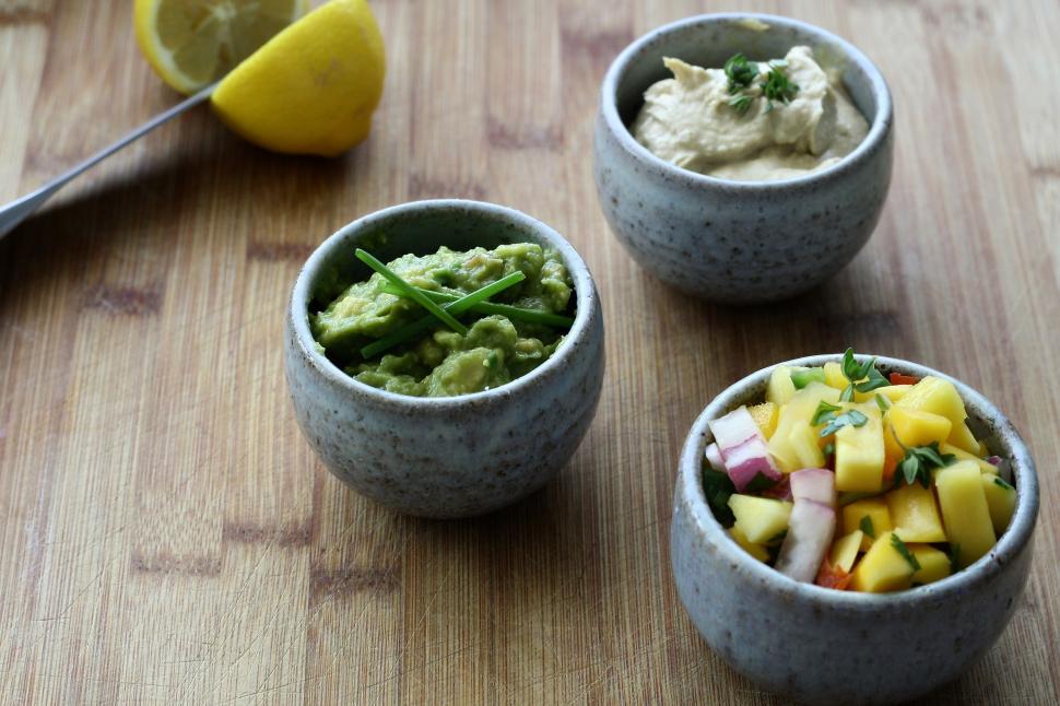Free Image of A group of bowls of food 