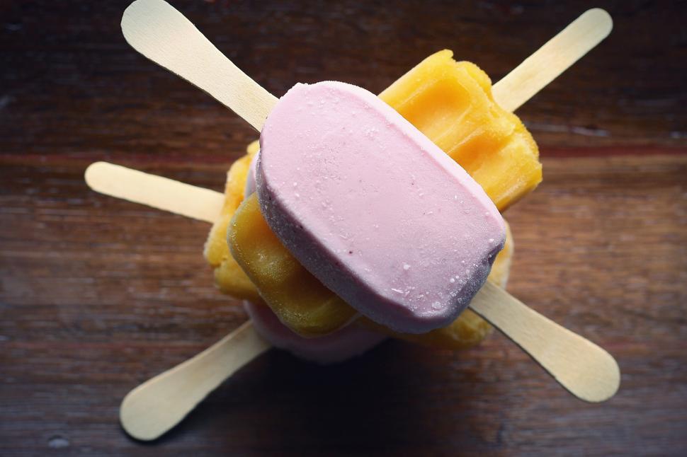 Free Image of Popsicles stacked on top of each other 