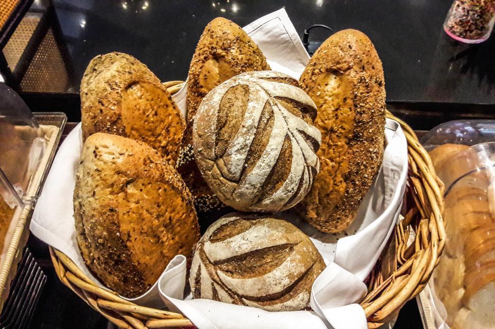 Free Image of A basket of loaves of bread 