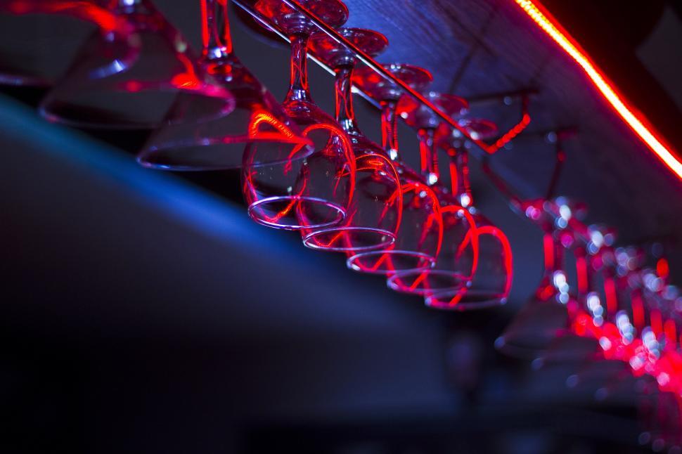 Free Image of Wine glasses from a bar 