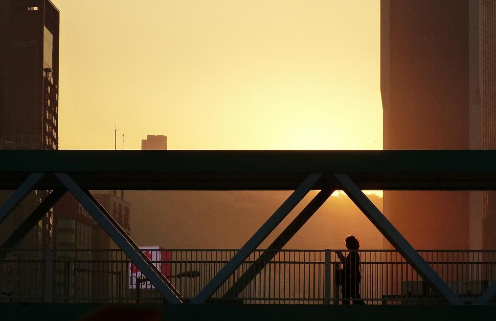 Free Image of A person standing on a bridge 