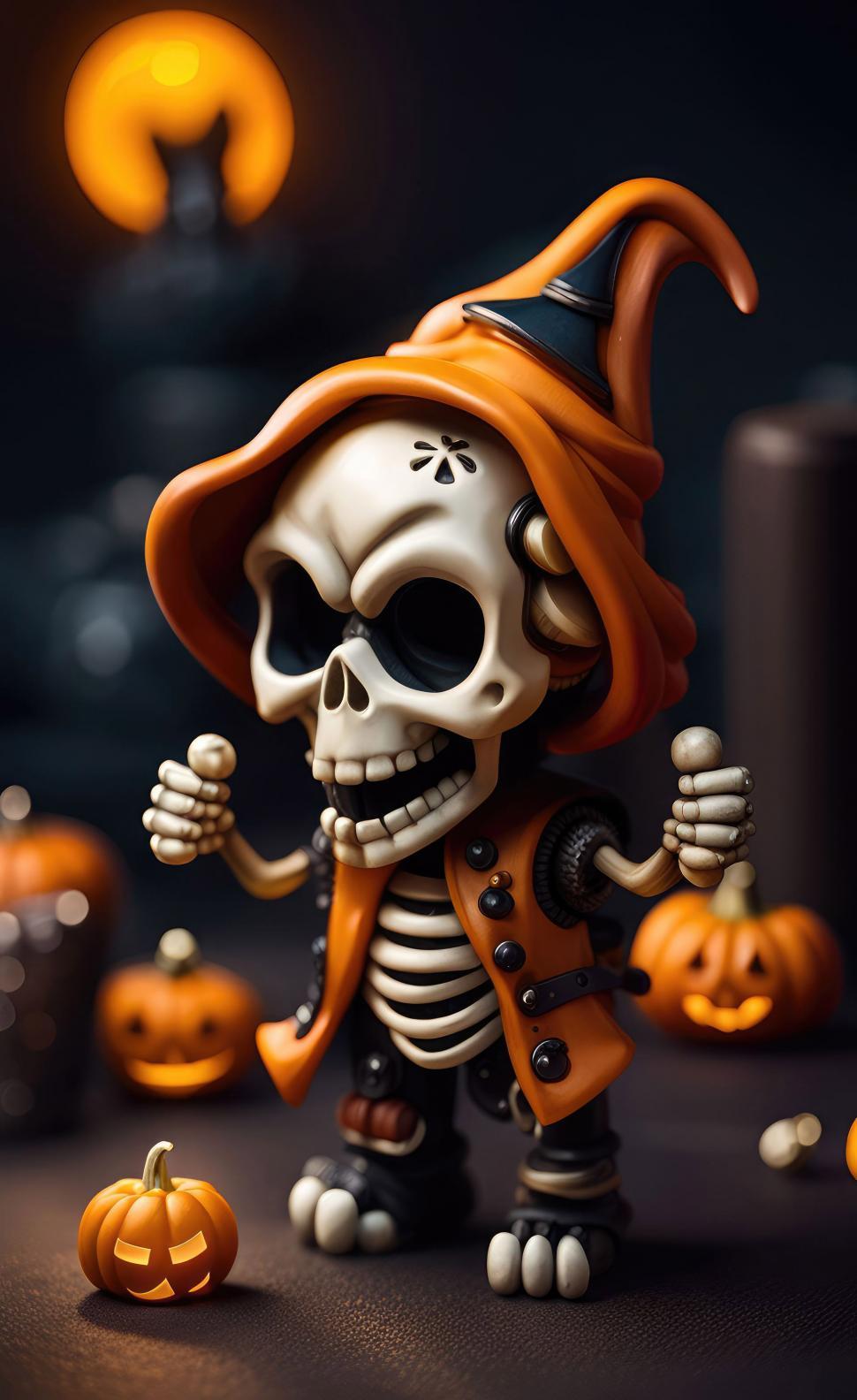 Free Image of Spooky halloween skeleton monster  