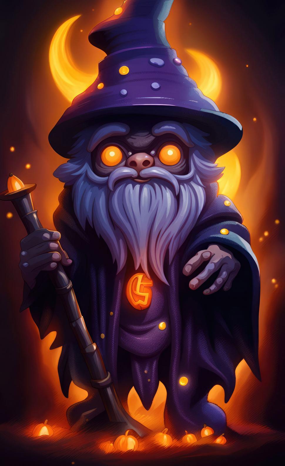 Free Image of Scary halloween wizard character  