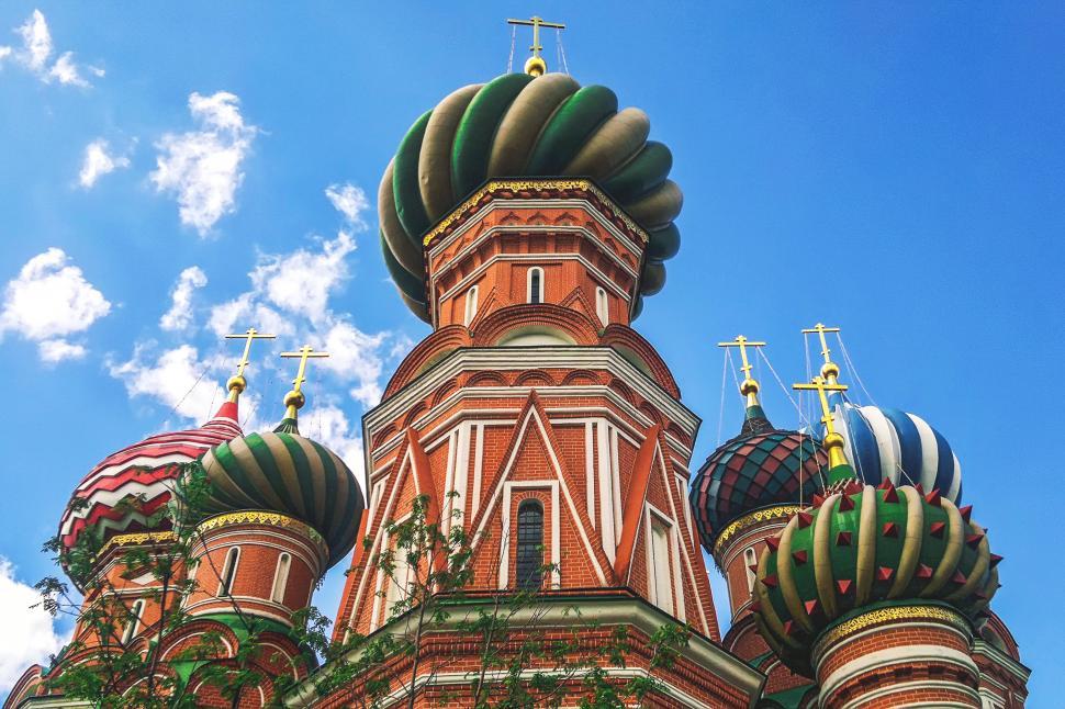 Free Image of A building with colorful domes 
