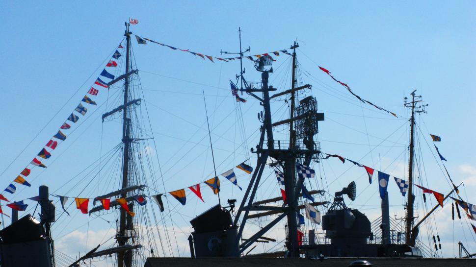 Free Image of Ships and Masts in Boston Harbor 