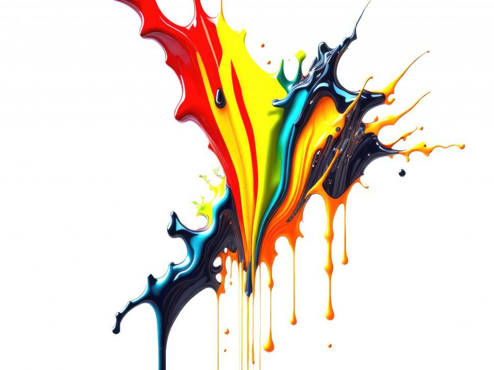 Free Image of Multi-colored paint splash and drip background  