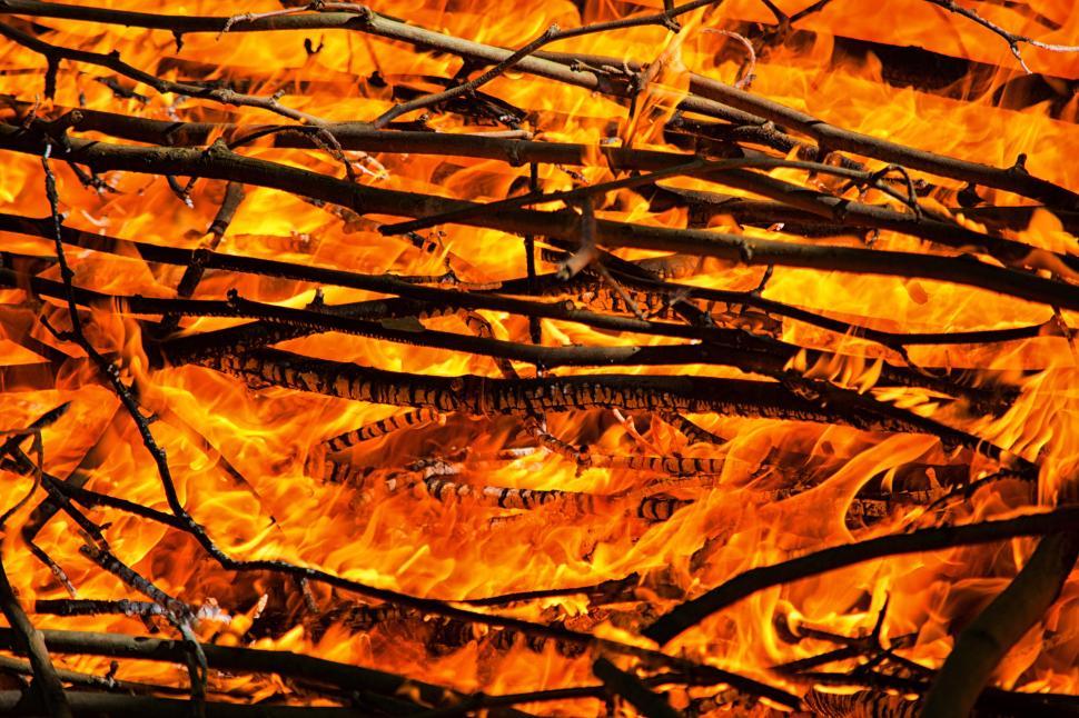 Free Image of A pile of sticks on fire 