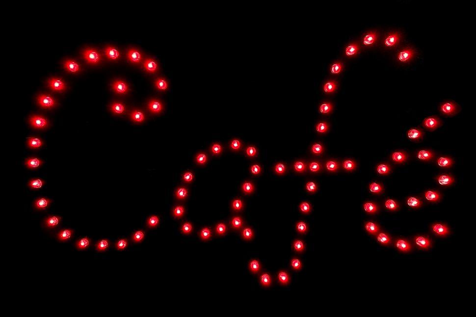 Free Image of A word made of red lights 