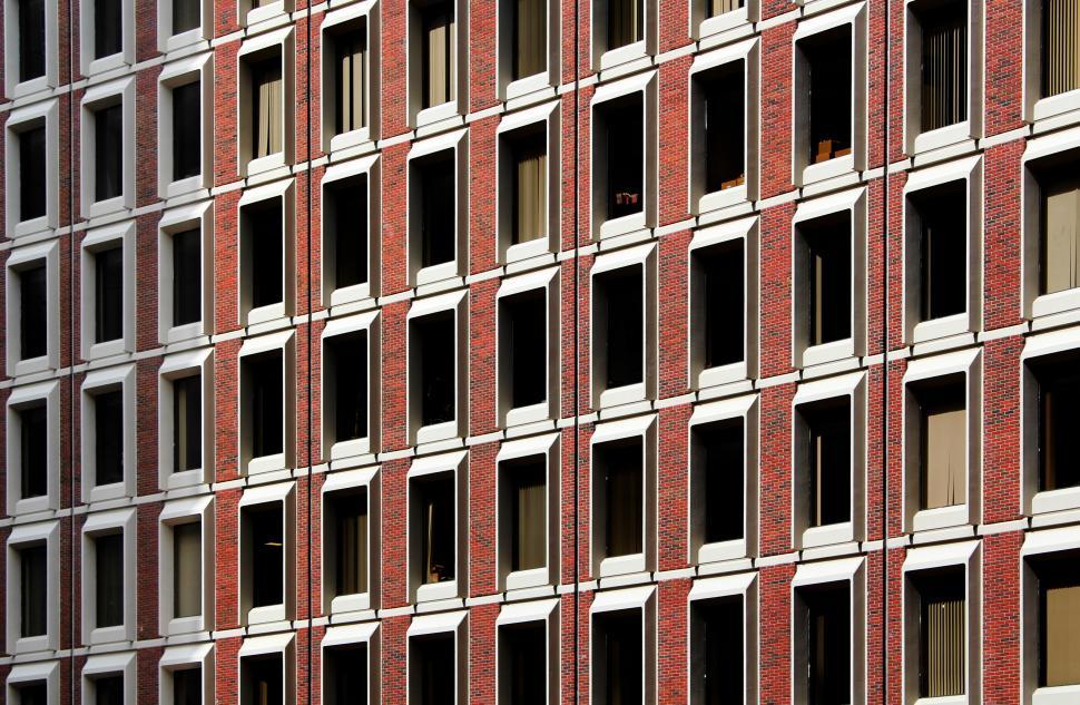 Free Image of Brick Building Windows Free Stock Photo 