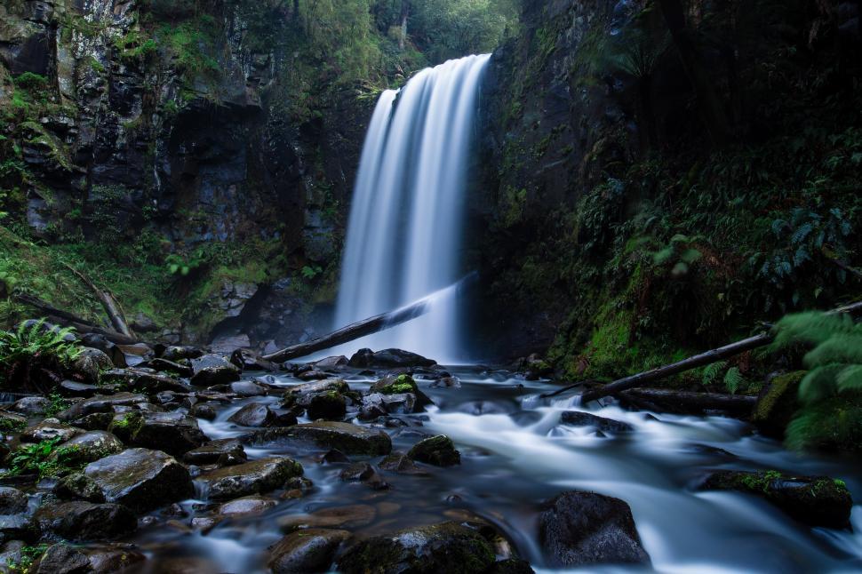 Free Image of A waterfall in a forest 