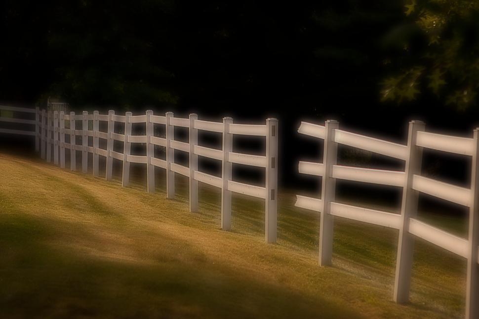 Free Image of White Fence in Grass by Tree 