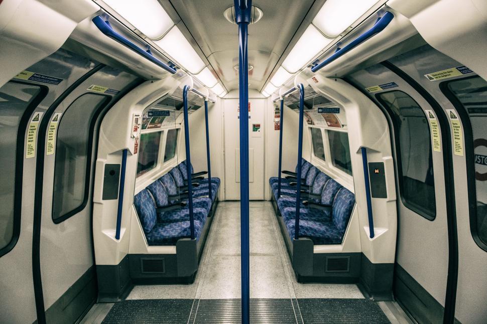 Free Image of A blue seats in a train 