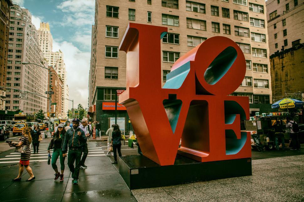 Free Image of Large red LOVE sculpture in New York City 