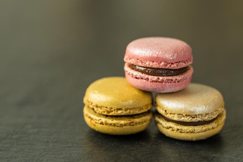 Free Image of A stack of colorful macaroons 