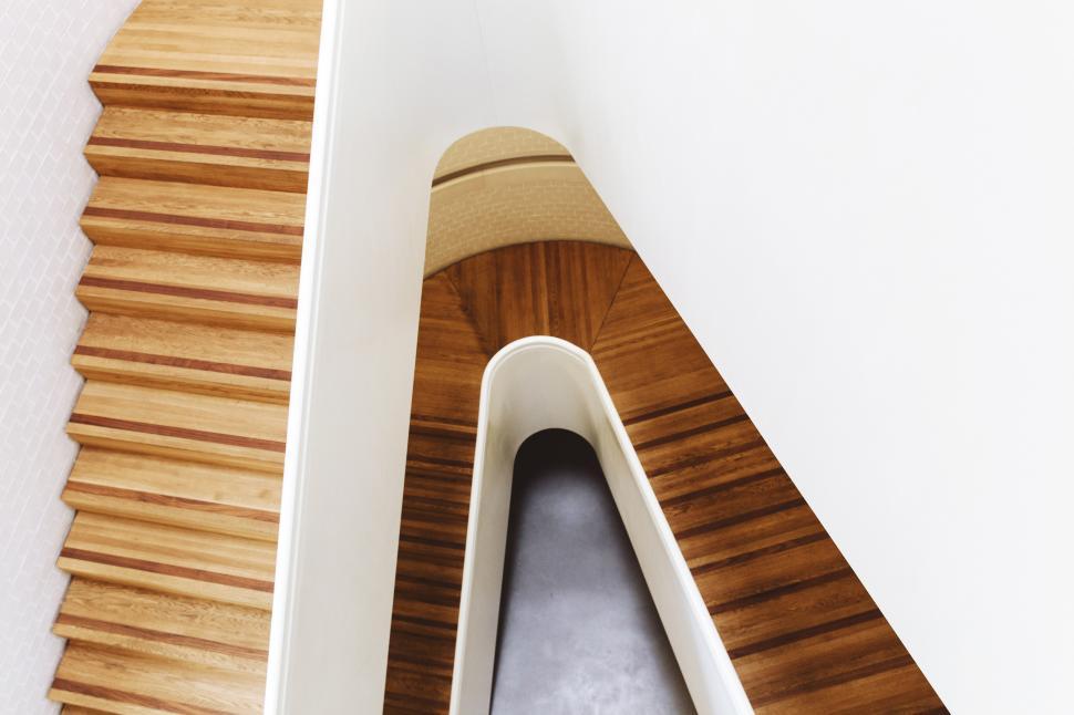 Free Image of A staircase with a wood floor 